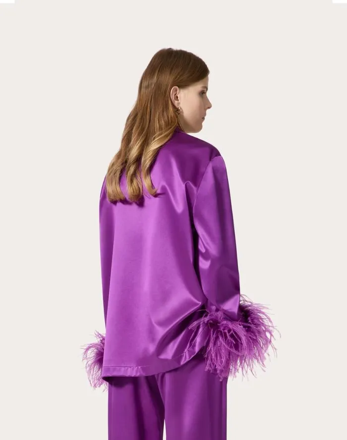 Valentino Shirts And Tops Woman Satin De Soie Shirt For Woman In Violet Violet Valentino Shirts And Tops Woman Satin De Soie Shirt For Woman In Violet Violet