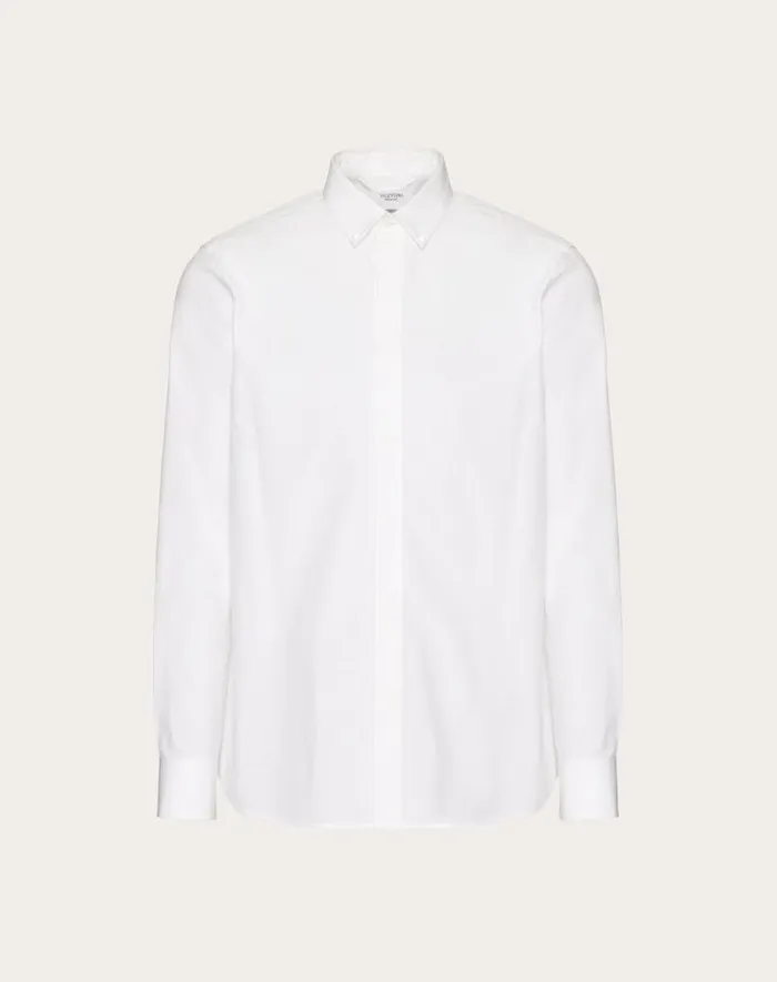 Valentino Shirts Man Cotton Shirt With Rockstud Untitled Studs For Man In White White Valentino Shirts Man Cotton Shirt With Rockstud Untitled Studs For Man In White White