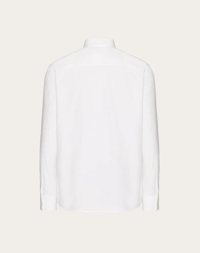 Valentino Shirts Man Cotton Shirt With Rockstud Untitled Studs For Man In White White Valentino Shirts Man Cotton Shirt With Rockstud Untitled Studs For Man In White White