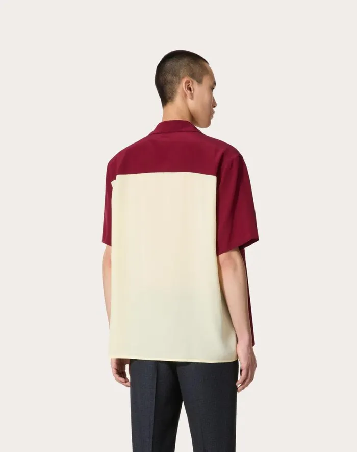 Valentino Shirts Man Silk Bowling Shirt For Man In Light Yellowmaroon Light Yellowmaroon Valentino Shirts Man Silk Bowling Shirt For Man In Light Yellowmaroon Light Yellowmaroon