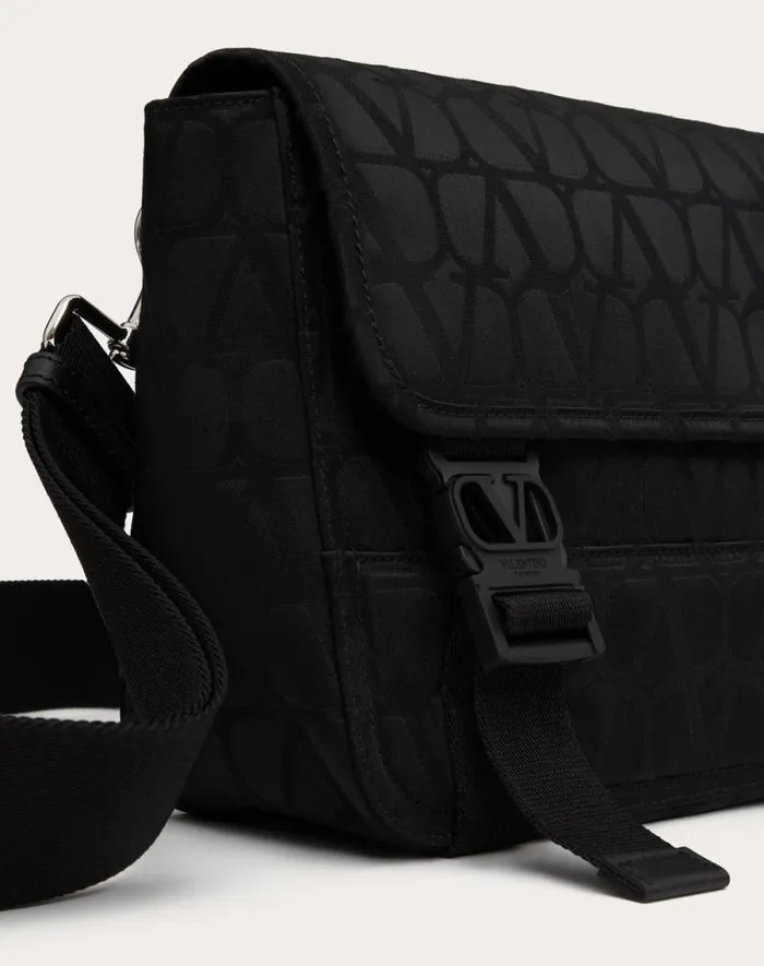 Valentino Shoulder Bags Man Toile Iconographe Shoulder Bag In Technical Fabric With Leather Details For Man In Black Black Valentino Shoulder Bags Man Toile Iconographe Shoulder Bag In Technical Fabric With Leather Details For Man In Black Black