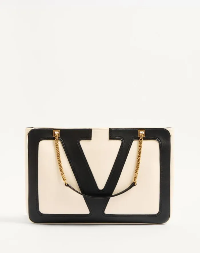 Valentino Shoulder Bags WomanMan Valentino Garavani Viva Superstar Medium Nappa Leather Shopping Bag For Woman In Blackbrown Blackbrown