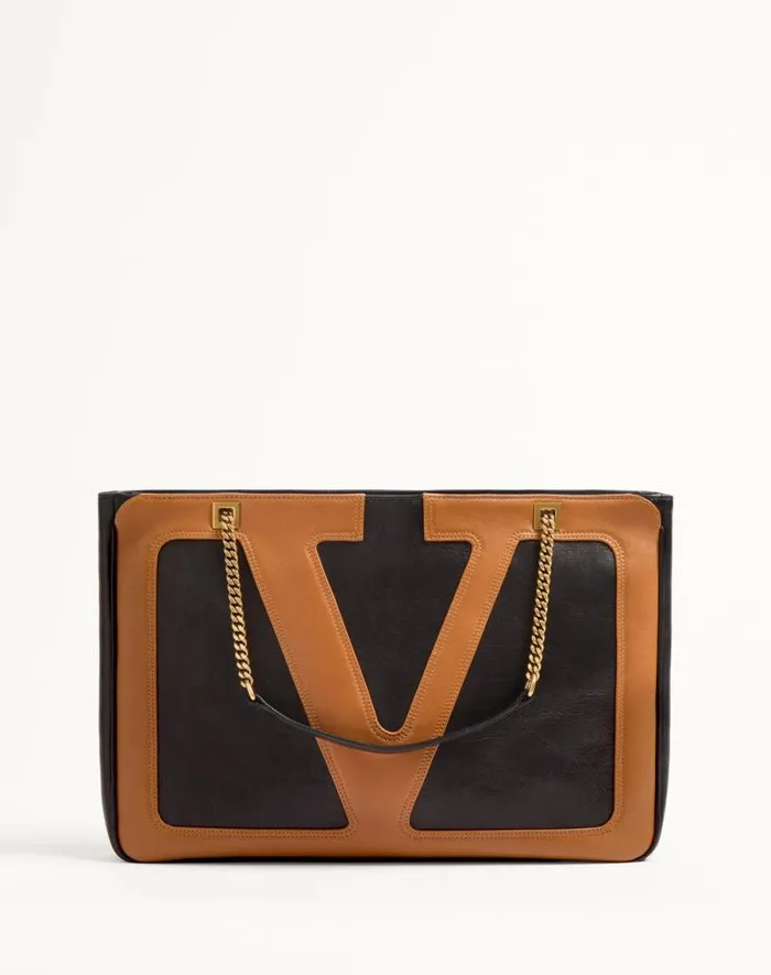 Valentino Shoulder Bags WomanMan Valentino Garavani Viva Superstar Medium Nappa Leather Shopping Bag For Woman In Blackbrown Blackbrown
