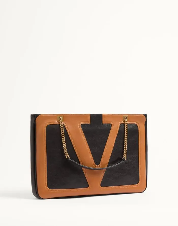 Valentino Shoulder Bags WomanMan Valentino Garavani Viva Superstar Medium Nappa Leather Shopping Bag For Woman In Blackbrown Blackbrown