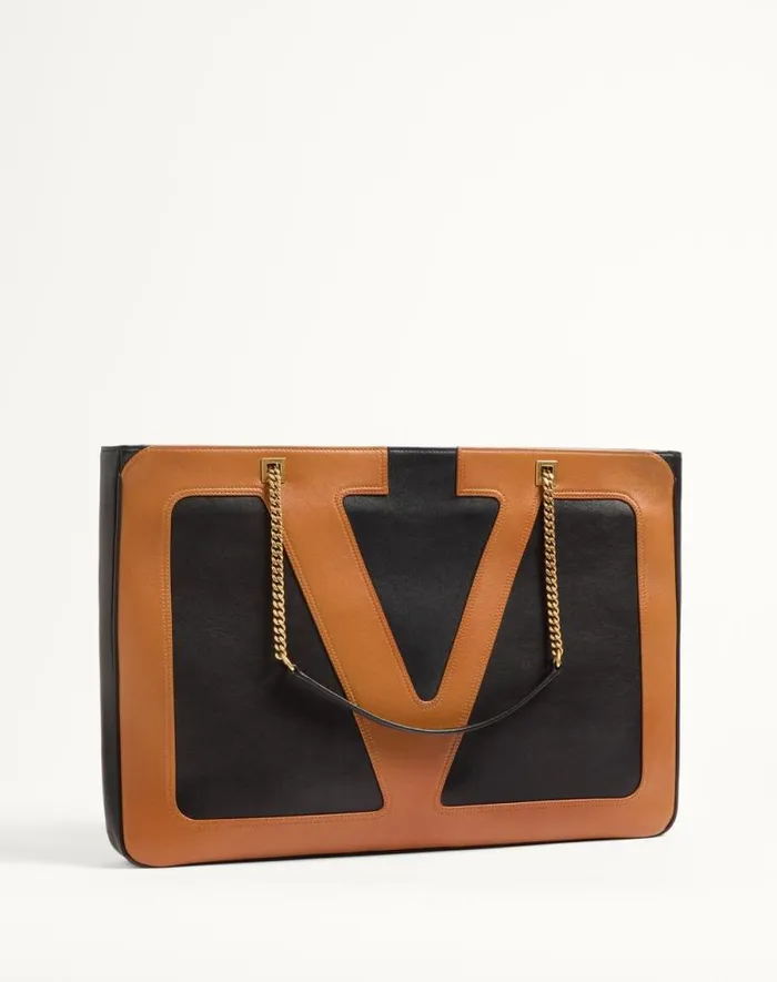 Valentino Shoulder Bags WomanMan Valentino Garavani Viva Superstar Nappa Leather Shopper For Woman In Ivoryblack Ivoryblack