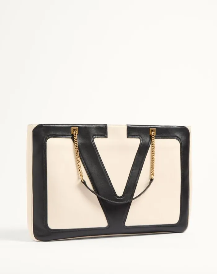 Valentino Shoulder Bags WomanMan Valentino Garavani Viva Superstar Nappa Leather Shopper For Woman In Ivoryblack Ivoryblack
