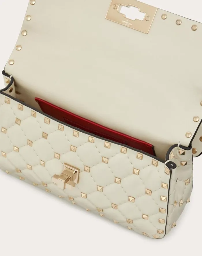 Valentino Shoulder Bags Woman Small Nappa Rockstud Spike Bag For Woman In Light Ivory Light Ivory Valentino Shoulder Bags Woman Small Nappa Rockstud Spike Bag For Woman In Light Ivory Light Ivory
