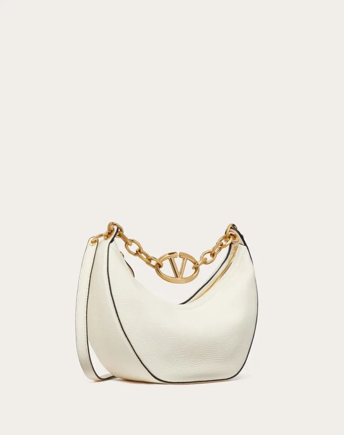 Valentino Shoulder Bags Woman Small Vlogo Moon Hobo Bag In Grainy Calfskin With Chain For Woman In Ivory Ivory Valentino Shoulder Bags Woman Small Vlogo Moon Hobo Bag In Grainy Calfskin With Chain For Woman In Ivory Ivory