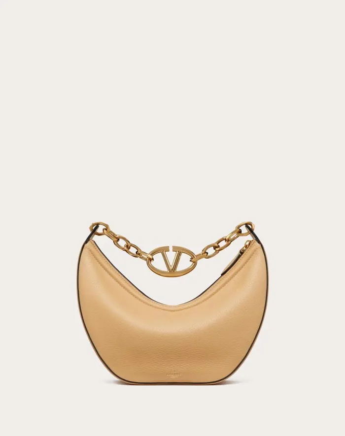 Valentino Shoulder Bags Woman Small Vlogo Moon Hobo Bag In Grainy Calfskin With Chain For Woman In Ivory Ivory Valentino Shoulder Bags Woman Small Vlogo Moon Hobo Bag In Grainy Calfskin With Chain For Woman In Ivory Ivory