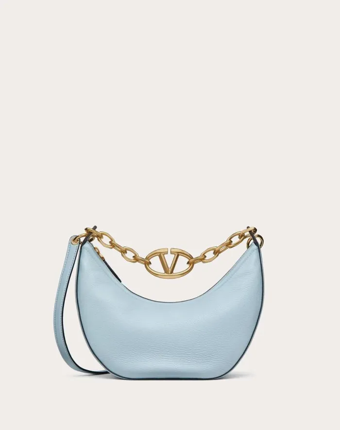 Valentino Shoulder Bags Woman Small Vlogo Moon Hobo Bag In Grainy Calfskin With Chain For Woman In Ivory Ivory Valentino Shoulder Bags Woman Small Vlogo Moon Hobo Bag In Grainy Calfskin With Chain For Woman In Ivory Ivory
