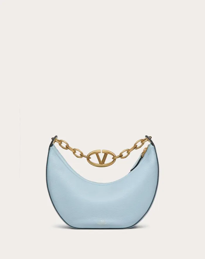 Valentino Shoulder Bags Woman Small Vlogo Moon Hobo Bag In Grainy Calfskin With Chain For Woman In Ivory Ivory Valentino Shoulder Bags Woman Small Vlogo Moon Hobo Bag In Grainy Calfskin With Chain For Woman In Ivory Ivory