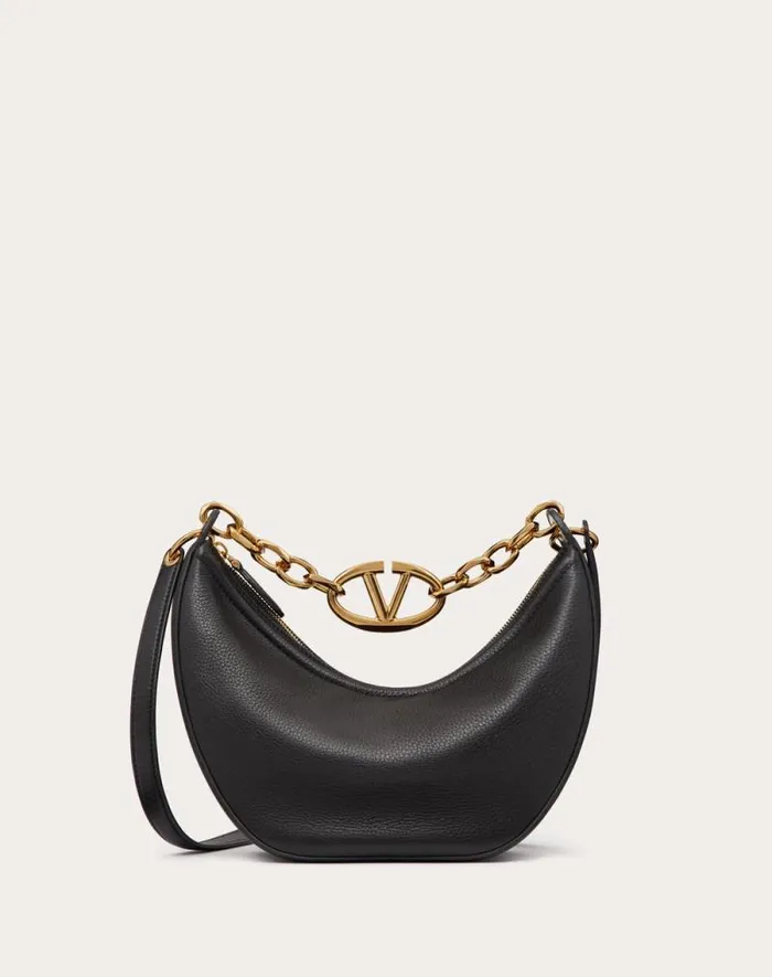 Valentino Shoulder Bags Woman Small Vlogo Moon Hobo Bag In Grainy Calfskin With Chain For Woman In Ivory Ivory Valentino Shoulder Bags Woman Small Vlogo Moon Hobo Bag In Grainy Calfskin With Chain For Woman In Ivory Ivory