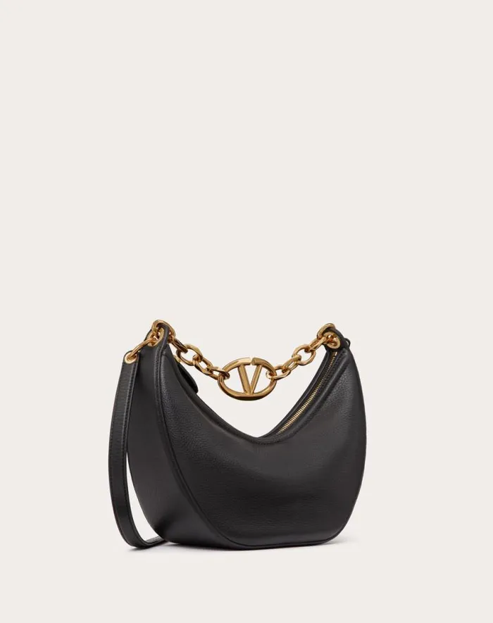 Valentino Shoulder Bags Woman Small Vlogo Moon Hobo Bag In Grainy Calfskin With Chain For Woman In Ivory Ivory Valentino Shoulder Bags Woman Small Vlogo Moon Hobo Bag In Grainy Calfskin With Chain For Woman In Ivory Ivory