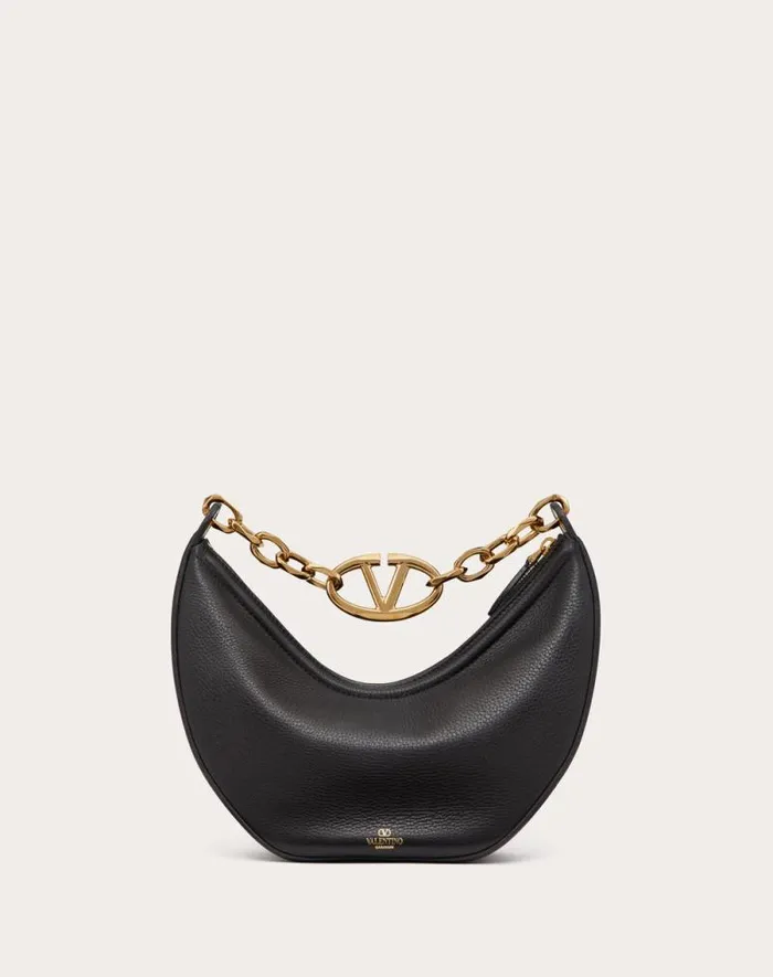 Valentino Shoulder Bags Woman Small Vlogo Moon Hobo Bag In Grainy Calfskin With Chain For Woman In Ivory Ivory Valentino Shoulder Bags Woman Small Vlogo Moon Hobo Bag In Grainy Calfskin With Chain For Woman In Ivory Ivory