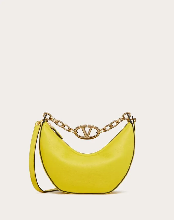 Valentino Shoulder Bags Woman Small Vlogo Moon Hobo Bag In Grainy Calfskin With Chain For Woman In Ivory Ivory Valentino Shoulder Bags Woman Small Vlogo Moon Hobo Bag In Grainy Calfskin With Chain For Woman In Ivory Ivory