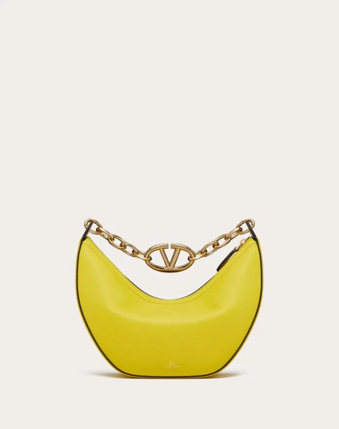 Valentino Shoulder Bags Woman Small Vlogo Moon Hobo Bag In Grainy Calfskin With Chain For Woman In Ivory Ivory Valentino Shoulder Bags Woman Small Vlogo Moon Hobo Bag In Grainy Calfskin With Chain For Woman In Ivory Ivory