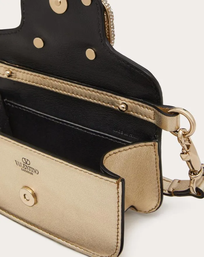 Valentino Shoulder Bags Woman Valentino Garavani Loc Micro Bag With Chain And Jewel Logo For Woman In Platinumcrystal Platinumcrystal Valentino Shoulder Bags Woman Valentino Garavani Loc Micro Bag With Chain And Jewel Logo For Woman In Platinumcrystal Platinumcrystal