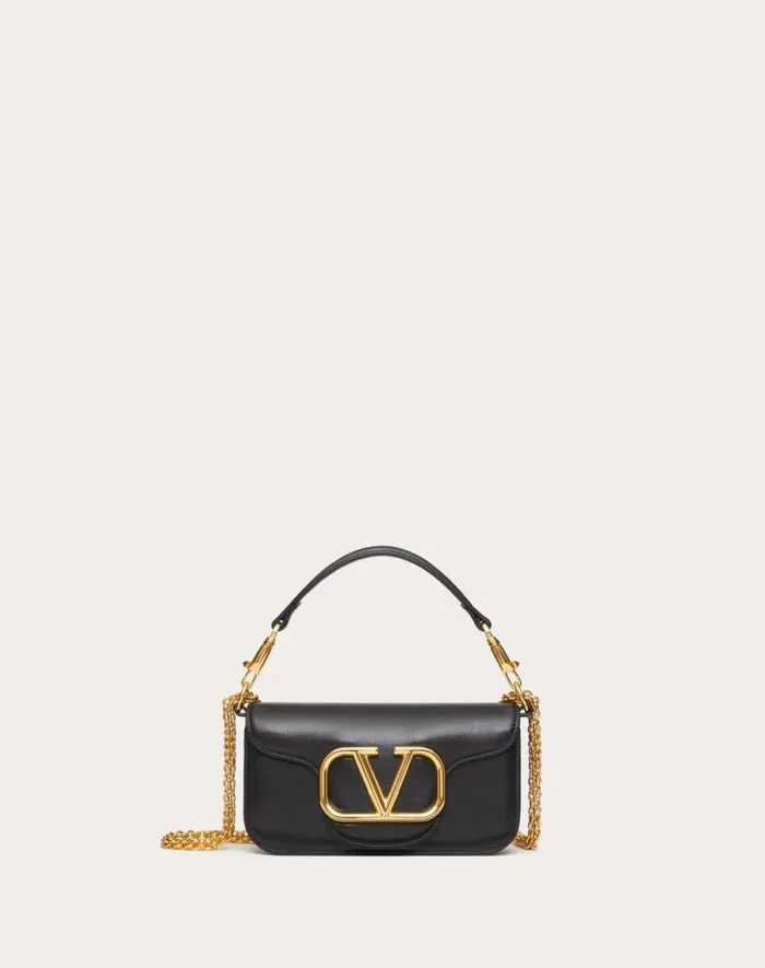 Valentino Shoulder Bags Woman Valentino Garavani Loc Small Shoulder Bag In Calfskin For Woman In Black Black