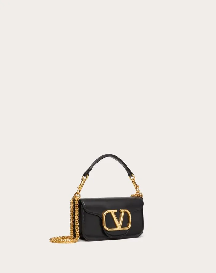 Valentino Shoulder Bags Woman Valentino Garavani Loc Small Shoulder Bag In Calfskin For Woman In Black Black