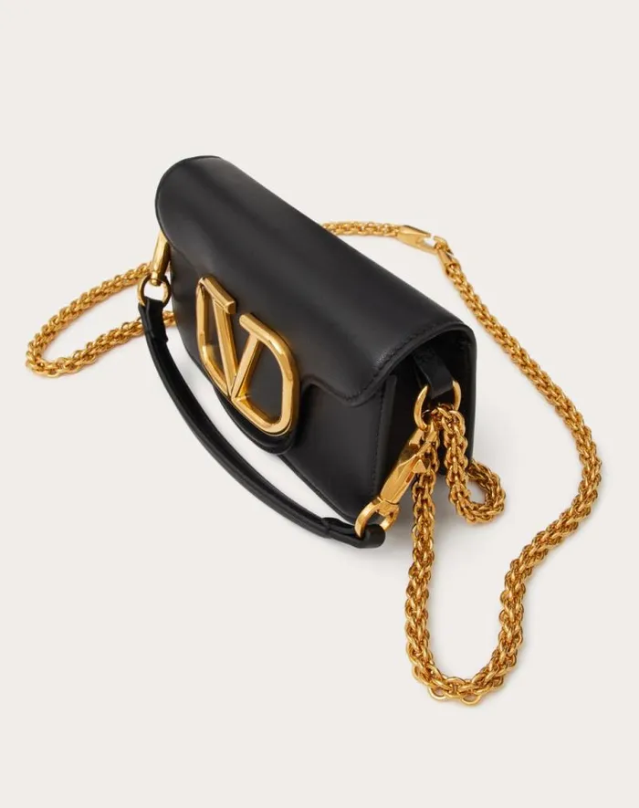 Valentino Shoulder Bags Woman Valentino Garavani Loc Small Shoulder Bag In Calfskin For Woman In Black Black
