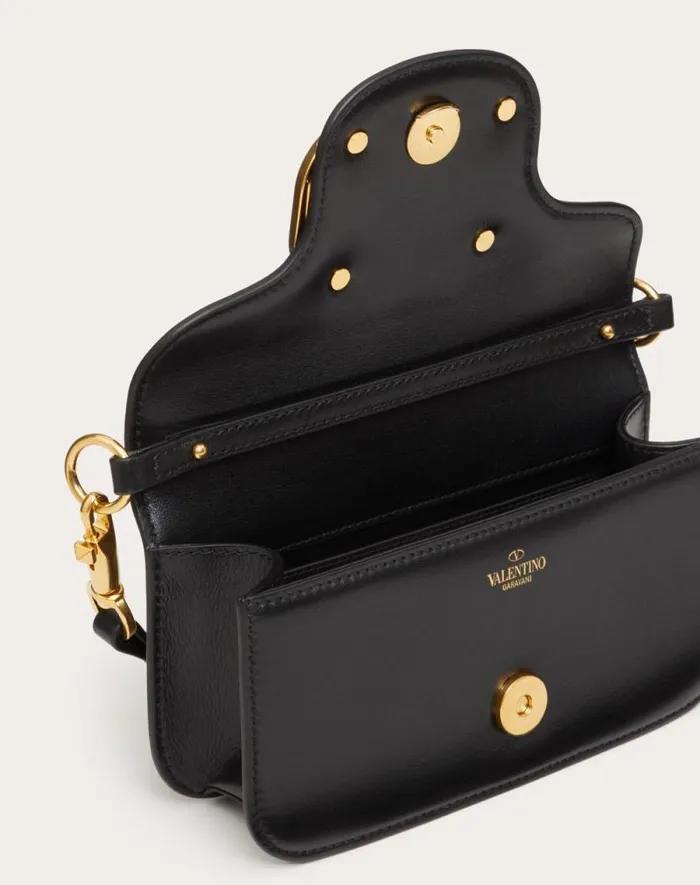 Valentino Shoulder Bags Woman Valentino Garavani Loc Small Shoulder Bag In Calfskin For Woman In Black Black