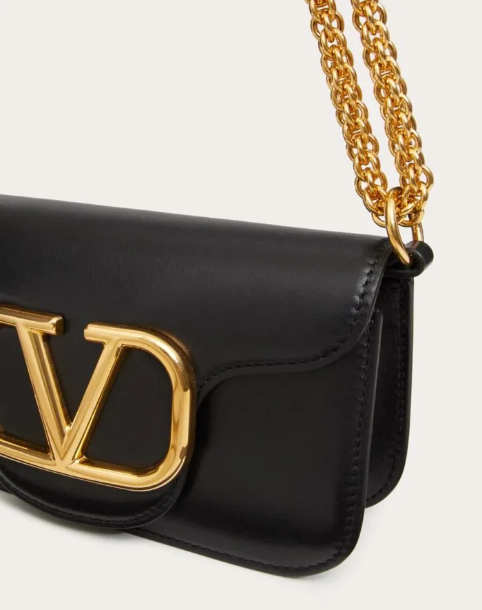 Valentino Shoulder Bags Woman Valentino Garavani Loc Small Shoulder Bag In Calfskin For Woman In Black Black