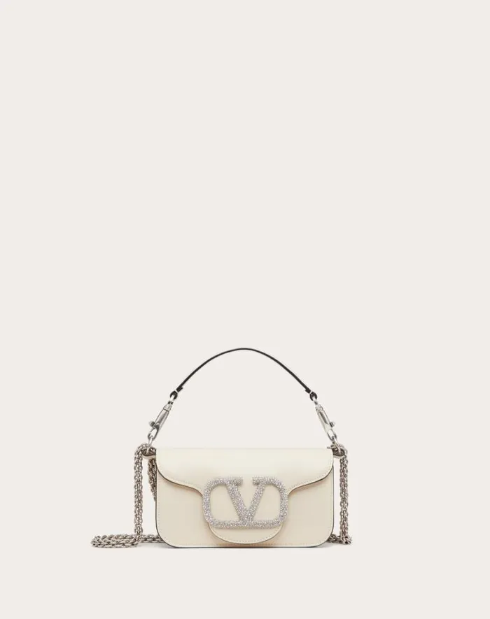 Valentino Shoulder Bags Woman Valentino Garavani Loc Small Shoulder Bag With Jewel Logo For Woman In Rose Cannelle Rose Cannelle