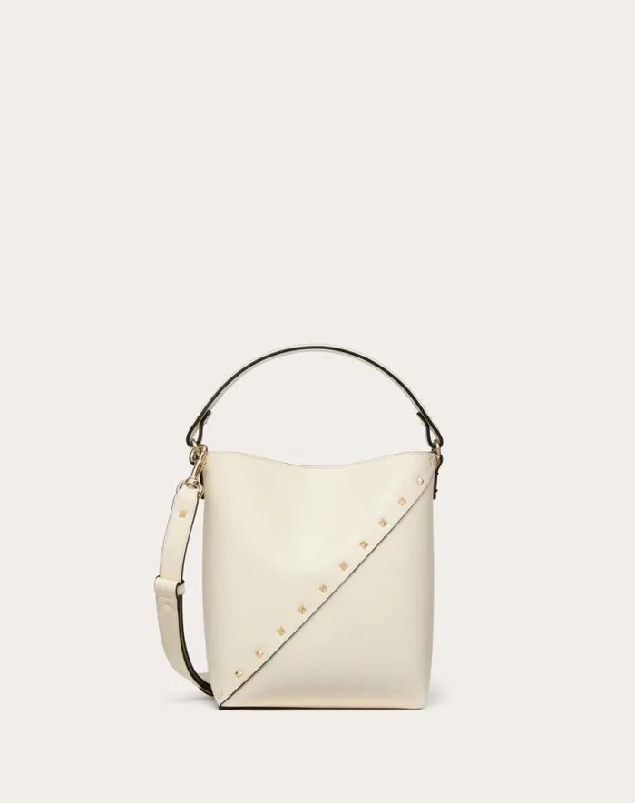 Valentino Shoulder Bags Woman Valentino Garavani Valentino Garavani Rockstud Wispy Calfskin Bucket Bag For Woman In Tobacco Tobacco
