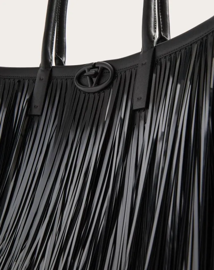 Valentino Shoulder Bags Woman Vlogo Locker Medium Tote Shopping Bag With Sequin Fringes For Woman In Black Black Valentino Shoulder Bags Woman Vlogo Locker Medium Tote Shopping Bag With Sequin Fringes For Woman In Black Black