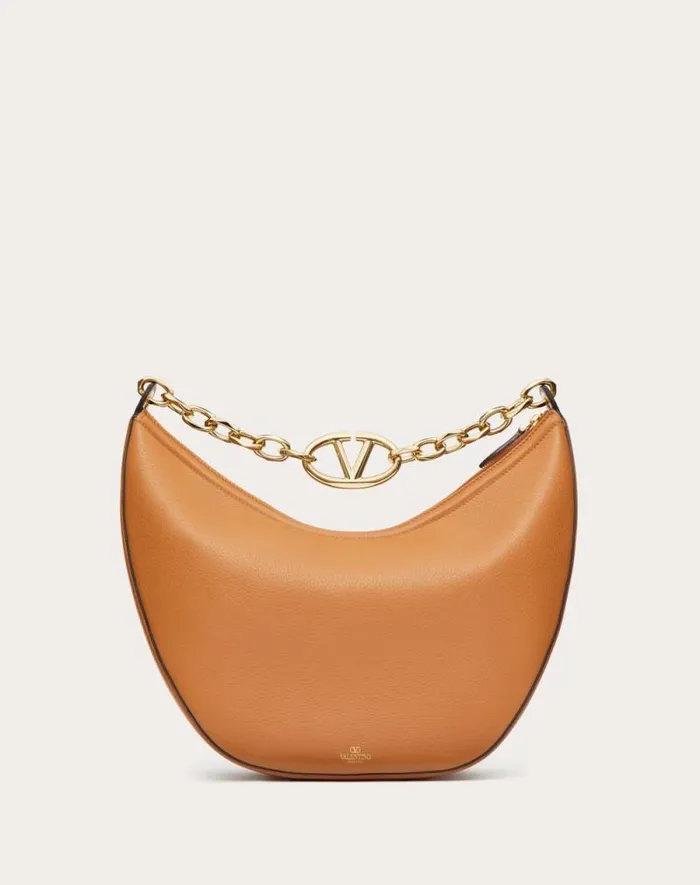Valentino Shoulder Bags Woman Vlogo Moon Medium Grainy Calfskin Hobo Bag With Chain For Woman In Dark Red Dark Red Valentino Shoulder Bags Woman Vlogo Moon Medium Grainy Calfskin Hobo Bag With Chain For Woman In Dark Red Dark Red