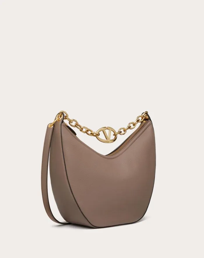 Valentino Shoulder Bags Woman Vlogo Moon Medium Grainy Calfskin Hobo Bag With Chain For Woman In Dark Red Dark Red Valentino Shoulder Bags Woman Vlogo Moon Medium Grainy Calfskin Hobo Bag With Chain For Woman In Dark Red Dark Red