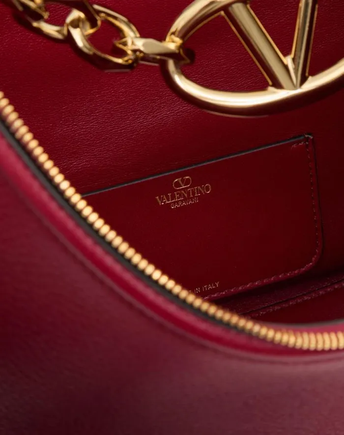 Valentino Shoulder Bags Woman Vlogo Moon Medium Grainy Calfskin Hobo Bag With Chain For Woman In Dark Red Dark Red Valentino Shoulder Bags Woman Vlogo Moon Medium Grainy Calfskin Hobo Bag With Chain For Woman In Dark Red Dark Red