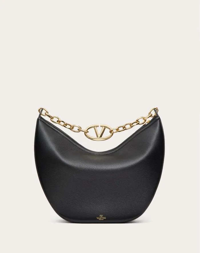 Valentino Shoulder Bags Woman Vlogo Moon Medium Grainy Calfskin Hobo Bag With Chain For Woman In Dark Red Dark Red Valentino Shoulder Bags Woman Vlogo Moon Medium Grainy Calfskin Hobo Bag With Chain For Woman In Dark Red Dark Red