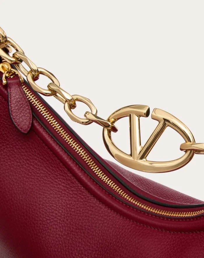 Valentino Shoulder Bags Woman Vlogo Moon Medium Grainy Calfskin Hobo Bag With Chain For Woman In Dark Red Dark Red Valentino Shoulder Bags Woman Vlogo Moon Medium Grainy Calfskin Hobo Bag With Chain For Woman In Dark Red Dark Red