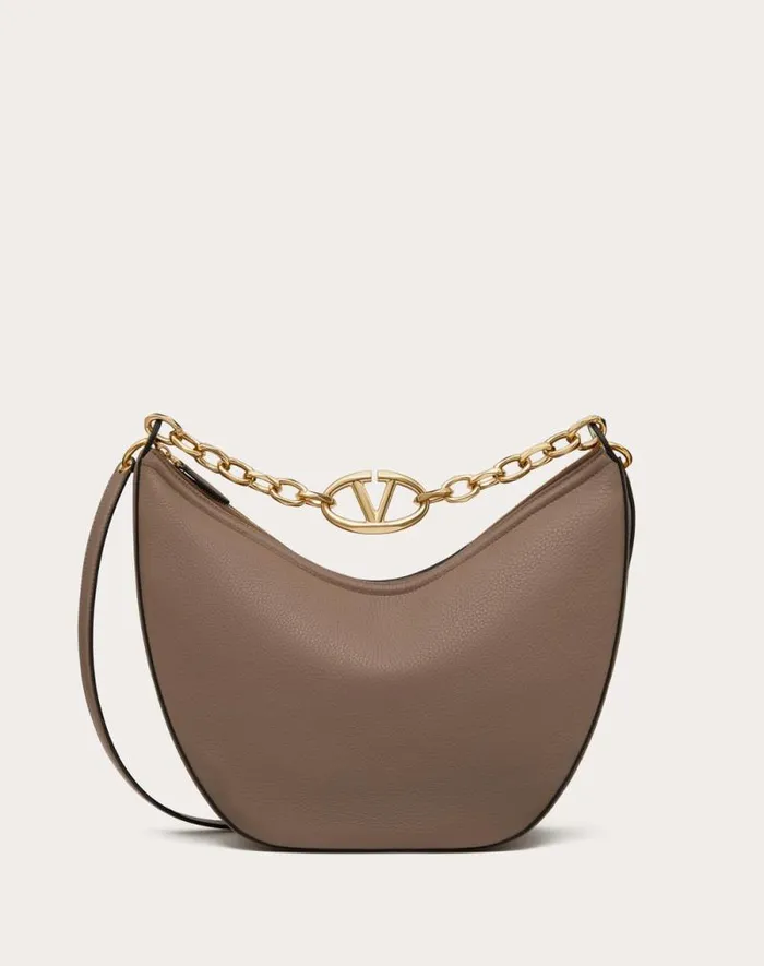Valentino Shoulder Bags Woman Vlogo Moon Medium Grainy Calfskin Hobo Bag With Chain For Woman In Dark Red Dark Red Valentino Shoulder Bags Woman Vlogo Moon Medium Grainy Calfskin Hobo Bag With Chain For Woman In Dark Red Dark Red