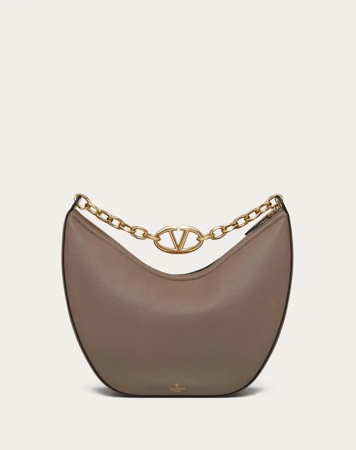 Valentino Shoulder Bags Woman Vlogo Moon Medium Grainy Calfskin Hobo Bag With Chain For Woman In Dark Red Dark Red Valentino Shoulder Bags Woman Vlogo Moon Medium Grainy Calfskin Hobo Bag With Chain For Woman In Dark Red Dark Red