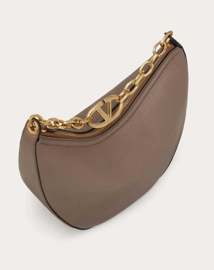 Valentino Shoulder Bags Woman Vlogo Moon Medium Grainy Calfskin Hobo Bag With Chain For Woman In Dark Red Dark Red Valentino Shoulder Bags Woman Vlogo Moon Medium Grainy Calfskin Hobo Bag With Chain For Woman In Dark Red Dark Red