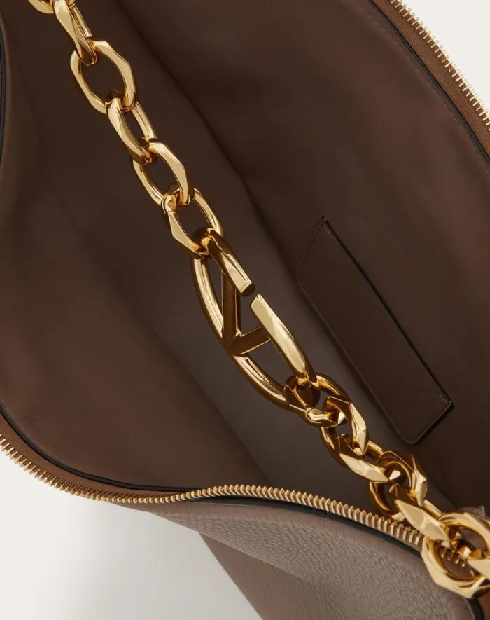 Valentino Shoulder Bags Woman Vlogo Moon Medium Grainy Calfskin Hobo Bag With Chain For Woman In Dark Red Dark Red Valentino Shoulder Bags Woman Vlogo Moon Medium Grainy Calfskin Hobo Bag With Chain For Woman In Dark Red Dark Red