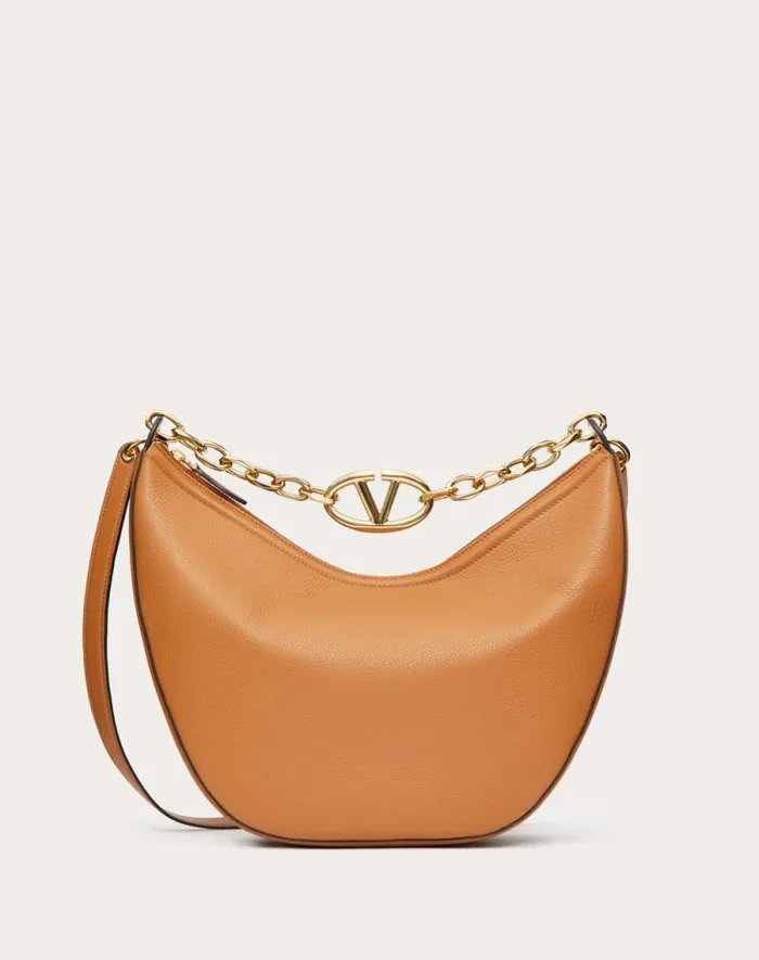 Valentino Shoulder Bags Woman Vlogo Moon Medium Grainy Calfskin Hobo Bag With Chain For Woman In Dark Red Dark Red Valentino Shoulder Bags Woman Vlogo Moon Medium Grainy Calfskin Hobo Bag With Chain For Woman In Dark Red Dark Red