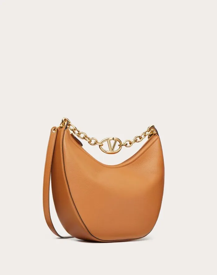 Valentino Shoulder Bags Woman Vlogo Moon Medium Grainy Calfskin Hobo Bag With Chain For Woman In Dark Red Dark Red Valentino Shoulder Bags Woman Vlogo Moon Medium Grainy Calfskin Hobo Bag With Chain For Woman In Dark Red Dark Red