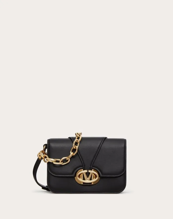 Valentino Shoulder Bags Woman Vlogo O039clock Small Nappa Leather Shoulder Bag With Chain For Woman In Black Black Valentino Shoulder Bags Woman Vlogo O039clock Small Nappa Leather Shoulder Bag With Chain For Woman In Black Black