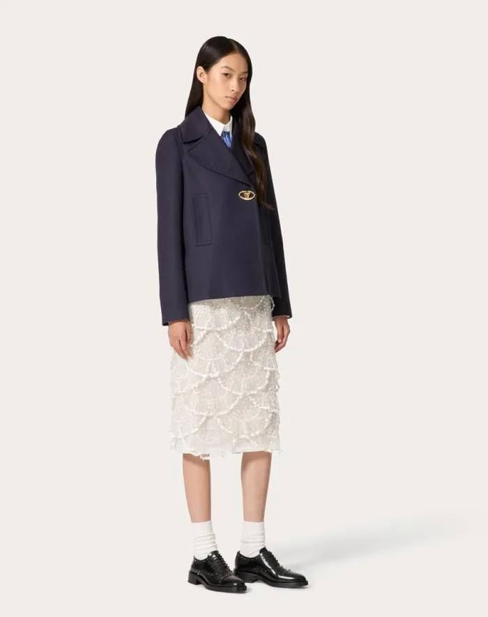 Valentino Skirts Woman Tulle Illusione Embroidered Skirt For Woman In Ivory Ivory Valentino Skirts Woman Tulle Illusione Embroidered Skirt For Woman In Ivory Ivory