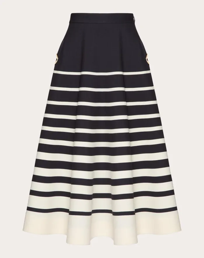 Valentino Skirts Woman Valentino Roomview Crepe Couture Midi Skirt For Woman In Ivorynavy Ivorynavy Valentino Skirts Woman Valentino Roomview Crepe Couture Midi Skirt For Woman In Ivorynavy Ivorynavy