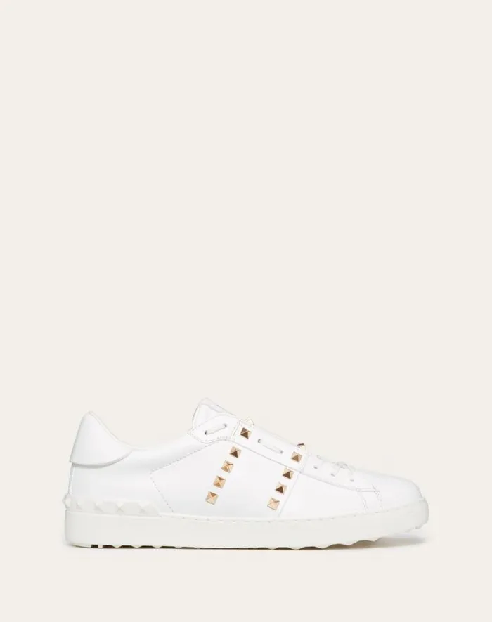 Valentino Sneakers Man Calfskin Rockstud Untitled Sneaker For Man In White White Valentino Sneakers Man Calfskin Rockstud Untitled Sneaker For Man In White White