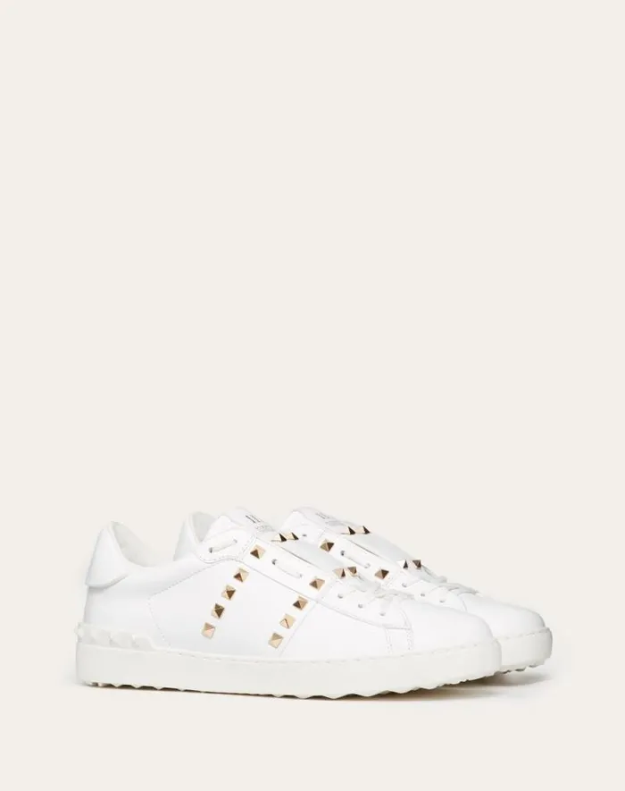 Valentino Sneakers Man Calfskin Rockstud Untitled Sneaker For Man In White White Valentino Sneakers Man Calfskin Rockstud Untitled Sneaker For Man In White White