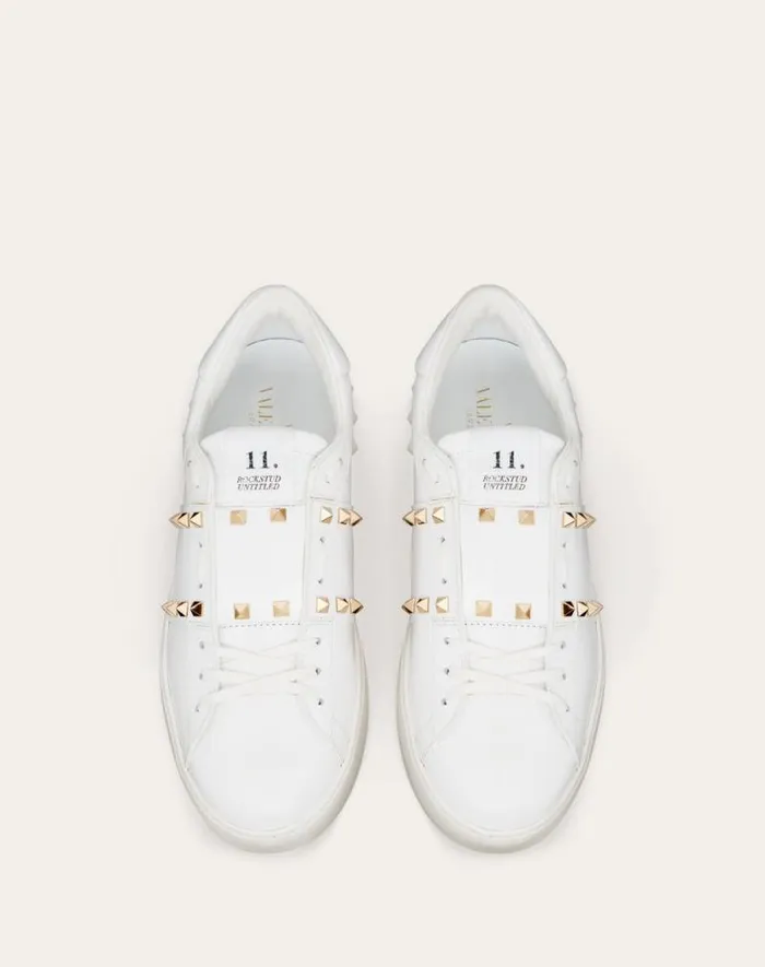 Valentino Sneakers Man Calfskin Rockstud Untitled Sneaker For Man In White White Valentino Sneakers Man Calfskin Rockstud Untitled Sneaker For Man In White White