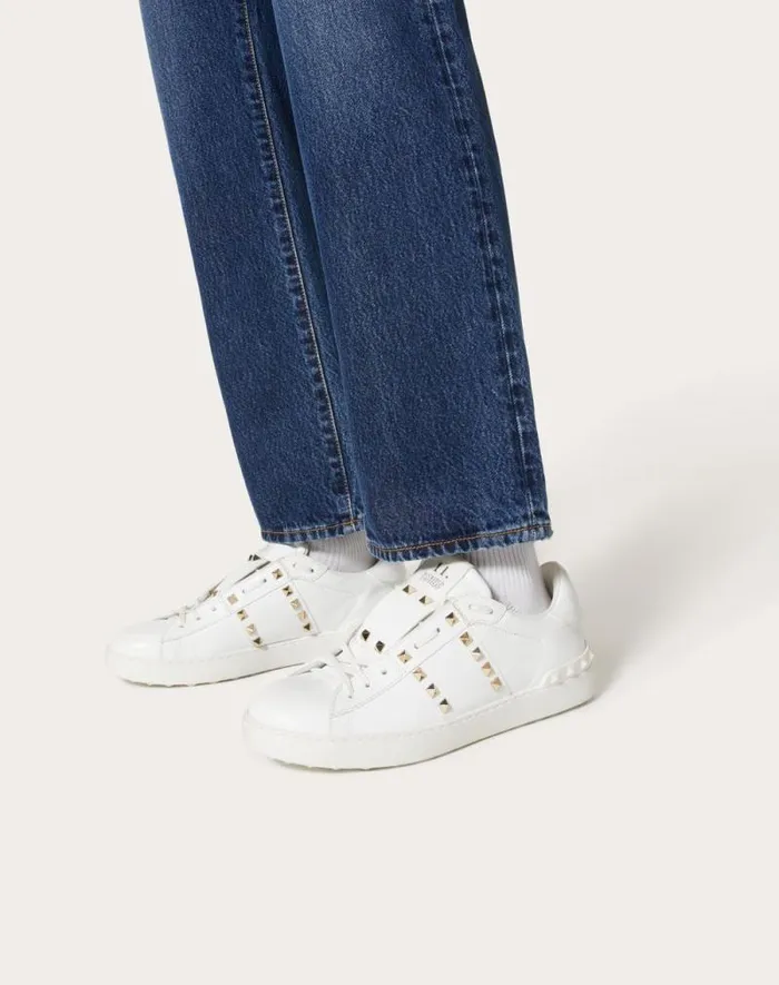 Valentino Sneakers Man Calfskin Rockstud Untitled Sneaker For Man In White White Valentino Sneakers Man Calfskin Rockstud Untitled Sneaker For Man In White White