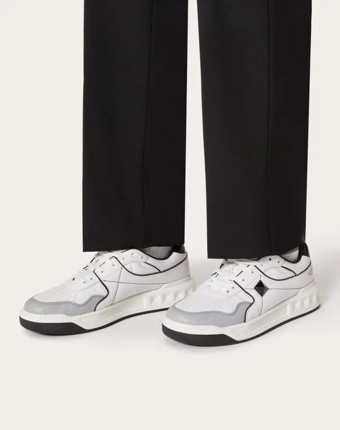 Valentino Sneakers Man One Stud Lowtop Nappa Sneaker For Man In White Black White Black Valentino Sneakers Man One Stud Lowtop Nappa Sneaker For Man In White Black White Black