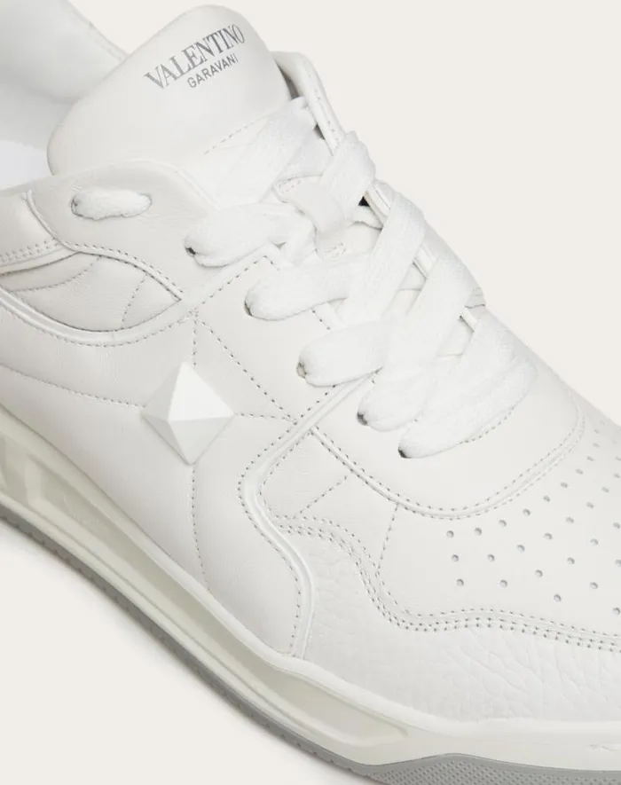 Valentino Sneakers Man One Stud Lowtop Nappa Sneaker For Man In White Black White Black Valentino Sneakers Man One Stud Lowtop Nappa Sneaker For Man In White Black White Black