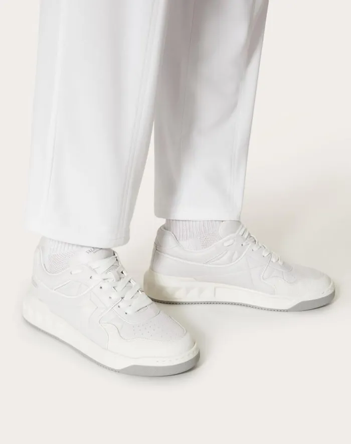 Valentino Sneakers Man One Stud Lowtop Nappa Sneaker For Man In White Black White Black Valentino Sneakers Man One Stud Lowtop Nappa Sneaker For Man In White Black White Black